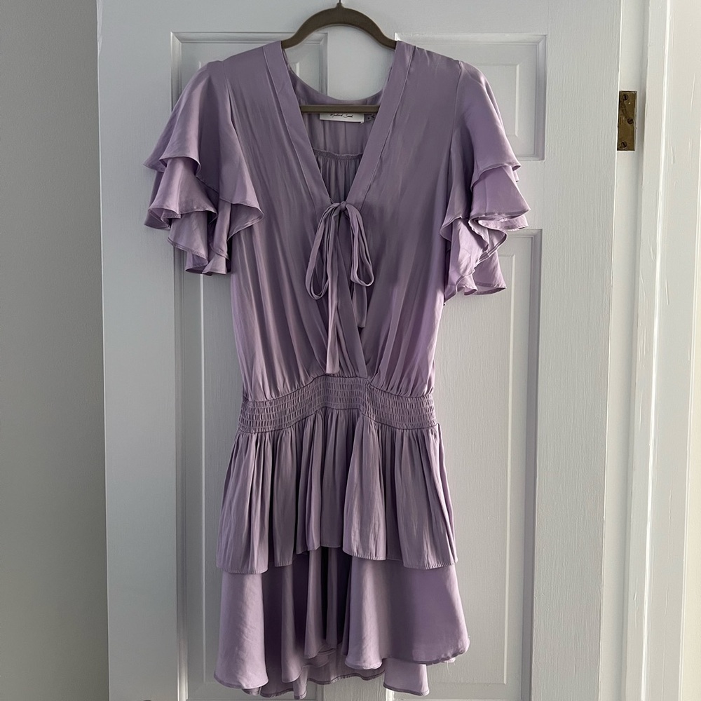 Lilac Ruffle Sleeve Dress